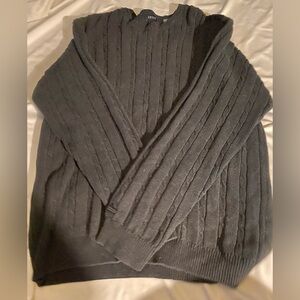 IZOD 100% cotton gray men's cable knit pullover sweater Sz Large